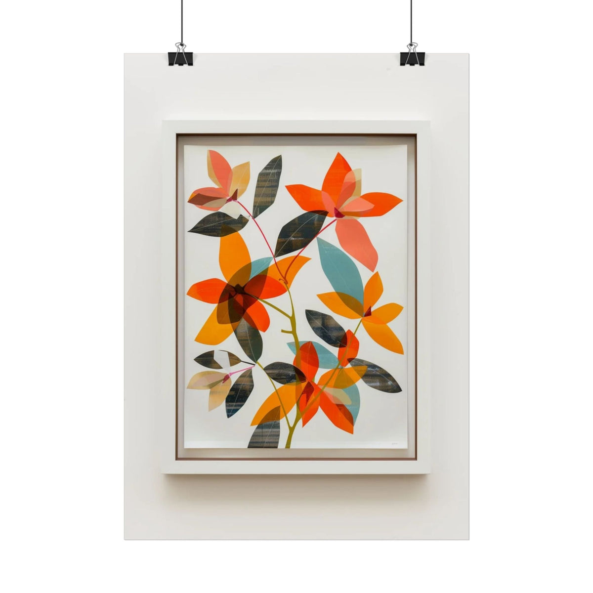 Warm botanical art print bringing color to a room