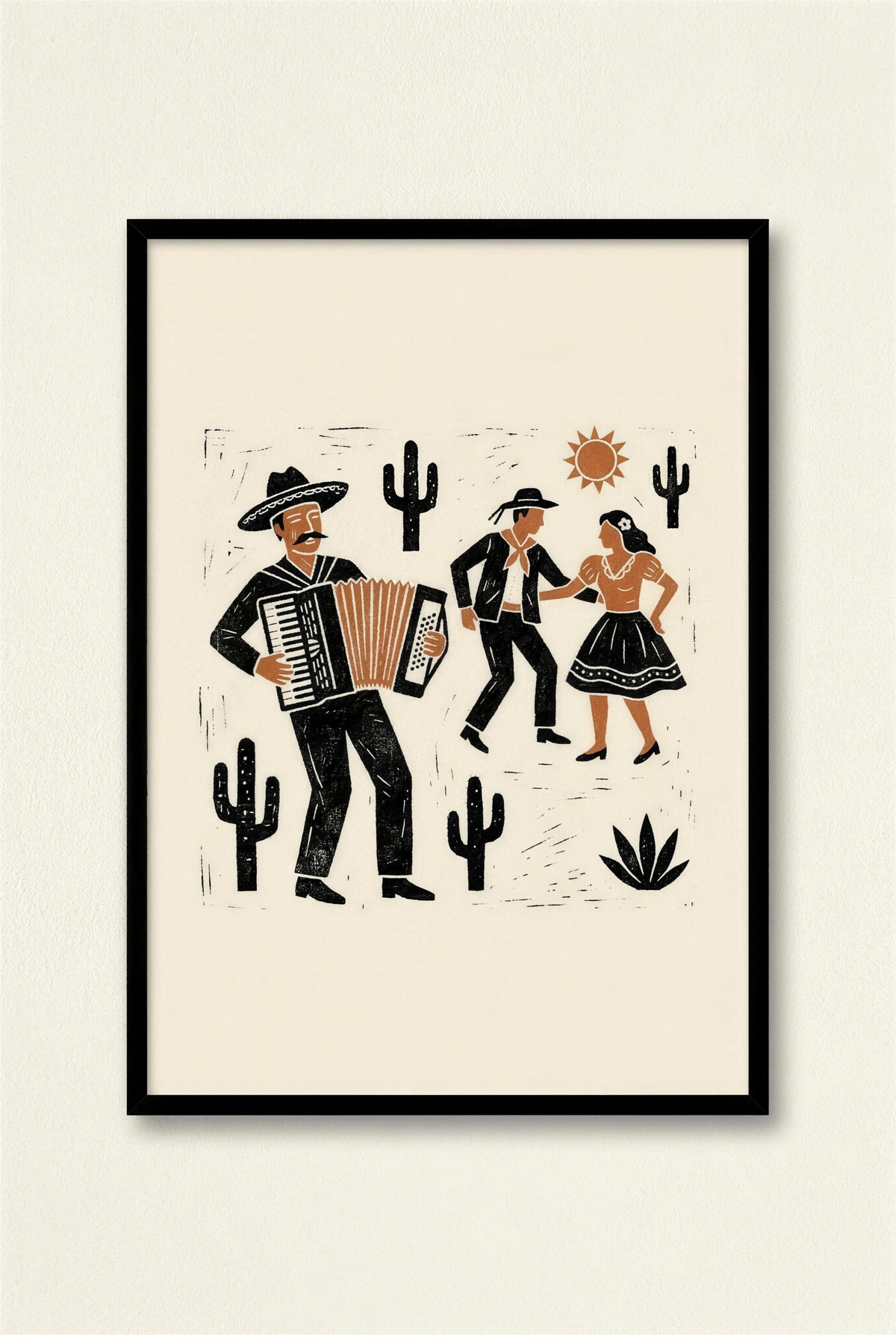 Woodcut-style folk art print inspired by Brazilian cordel